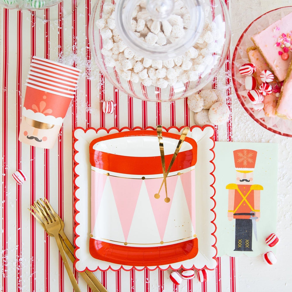 NUTCRACKER THEMED TOY DRUM PAPER PLATE My Mind’s Eye Christmas Tableware Bonjour Fete - Party Supplies