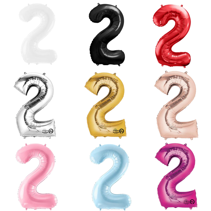 NUMBER 2 FOIL BALLOON LA Balloons Balloon Bonjour Fete - Party Supplies