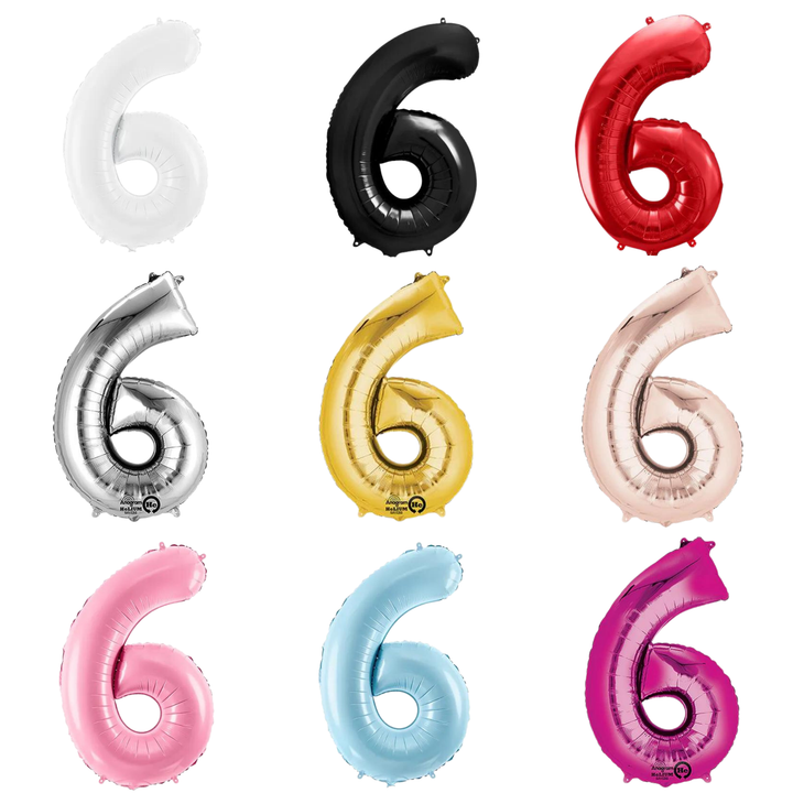 NUMBER 6 FOIL BALLOON LA Balloons Balloon Bonjour Fete - Party Supplies