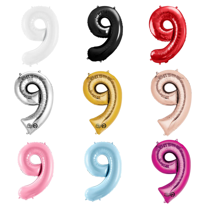 NUMBER 9 FOIL BALLOON LA Balloons Balloon Bonjour Fete - Party Supplies
