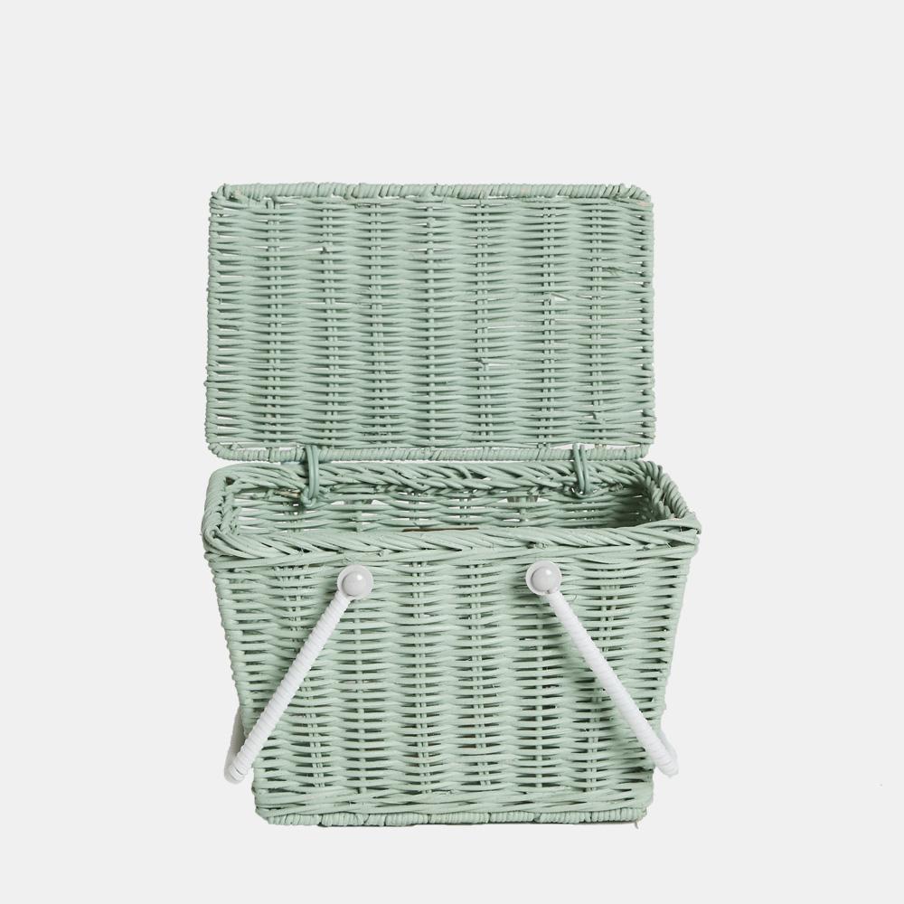 PIKI MINT GREEN  MINI PICNIC BASKET BY OLLI ELLA Olli Ella Dress Up Bonjour Fete - Party Supplies