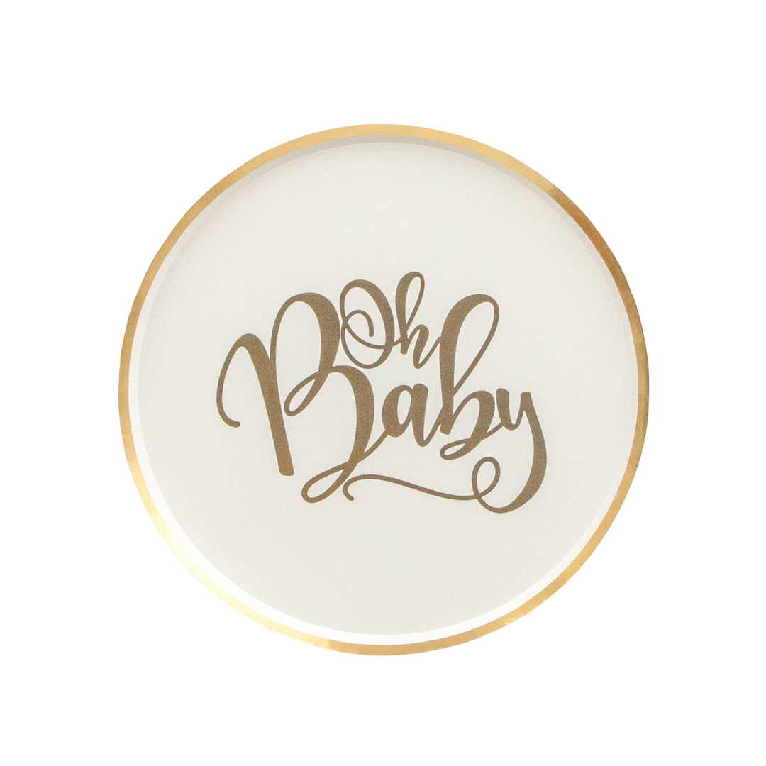 OH BABY DINNER PARTY PLATES ThreeTwoOne Bonjour Fete - Party Supplies