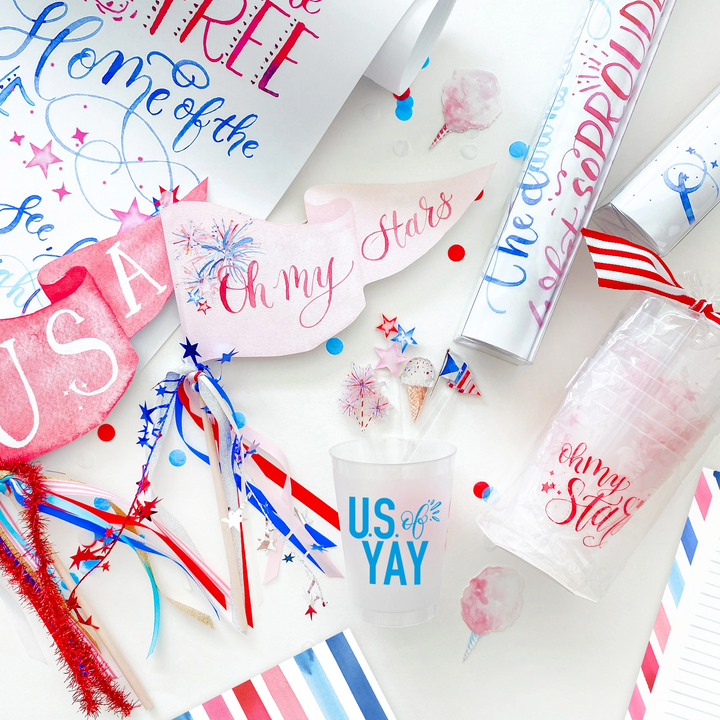 OH MY STARS FROSTED PARTY CUPS Cami Monet Bonjour Fete - Party Supplies