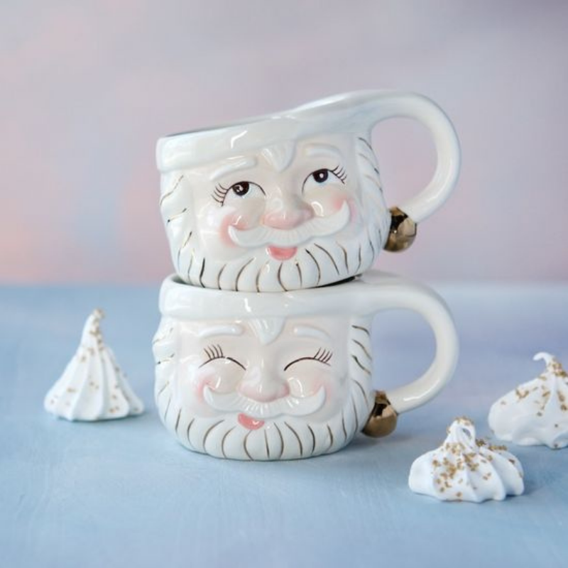 PAPA NOEL CREAM SANTA MUG BY GLITTERVILLE Glitterville Holiday Home & Entertaining CREAM Bonjour Fete - Party Supplies