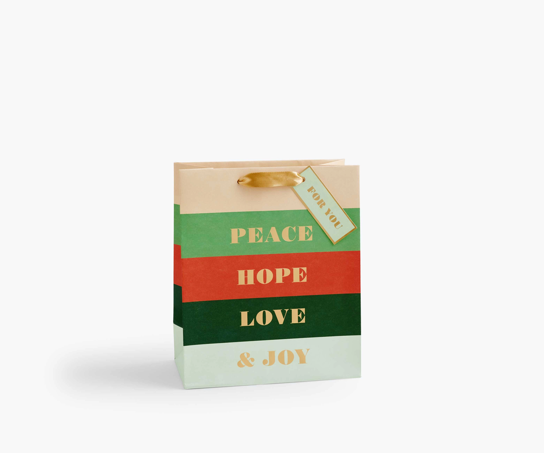 PEACE AND JOY GIFT BAGS Rifle Paper Co Gift Bag MEDIUM Bonjour Fete - Party Supplies