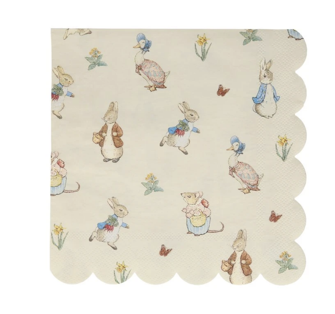 PETER RABBIT AND FRIENDS NAPKINS Meri Meri Napkins LARGE -6.5" Bonjour Fete - Party Supplies