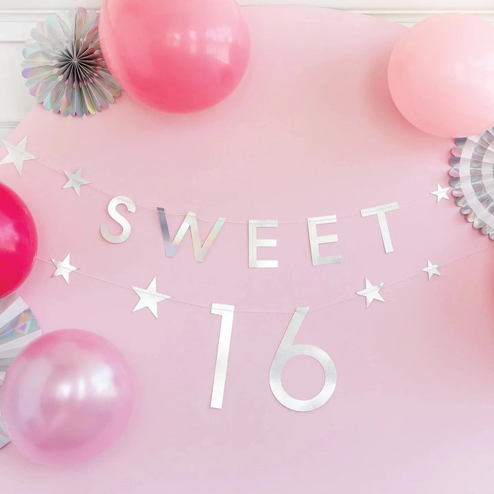 SWEET 16 BANNER My Mind’s Eye Garlands & Banners Bonjour Fete - Party Supplies