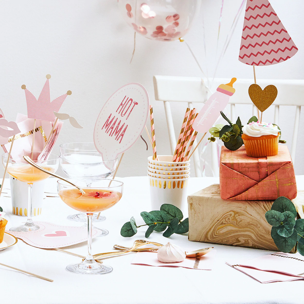 PINK AND GOLD PAPER STRAWS Coterie Party Supplies Bonjour Fete - Party Supplies