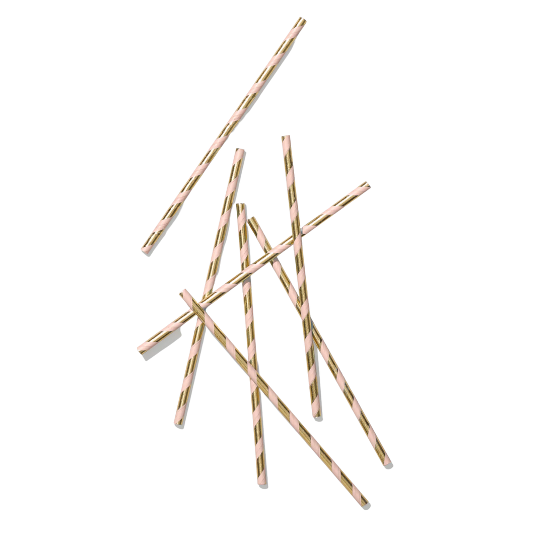 PINK AND GOLD PAPER STRAWS Coterie Party Supplies Bonjour Fete - Party Supplies