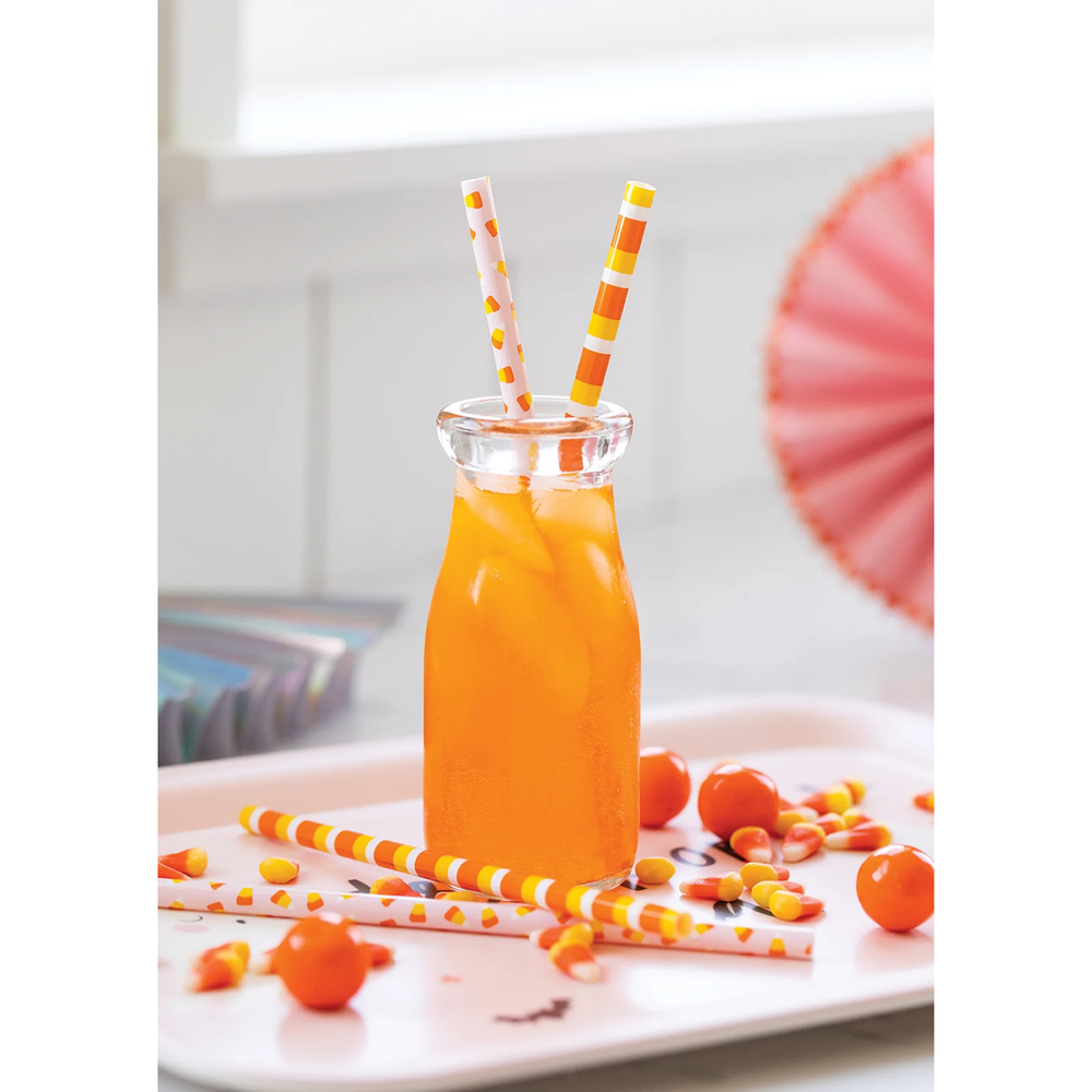 PINK CANDY CORN STRIPES REUSABLE STRAWS My Mind’s Eye Halloween Party Supplies Bonjour Fete - Pastel Halloween Party Supplies
