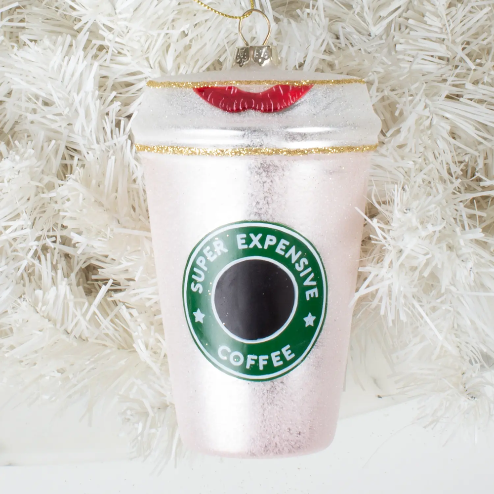 PINK EXPENSIVE COFFEE ORNAMENT 8 Oak Lane Christmas Ornament Bonjour Fete - Party Supplies