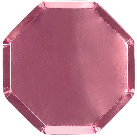 PINK FOIL OCTAGONAL PLATES Meri Meri Plates Bonjour Fete - Party Supplies