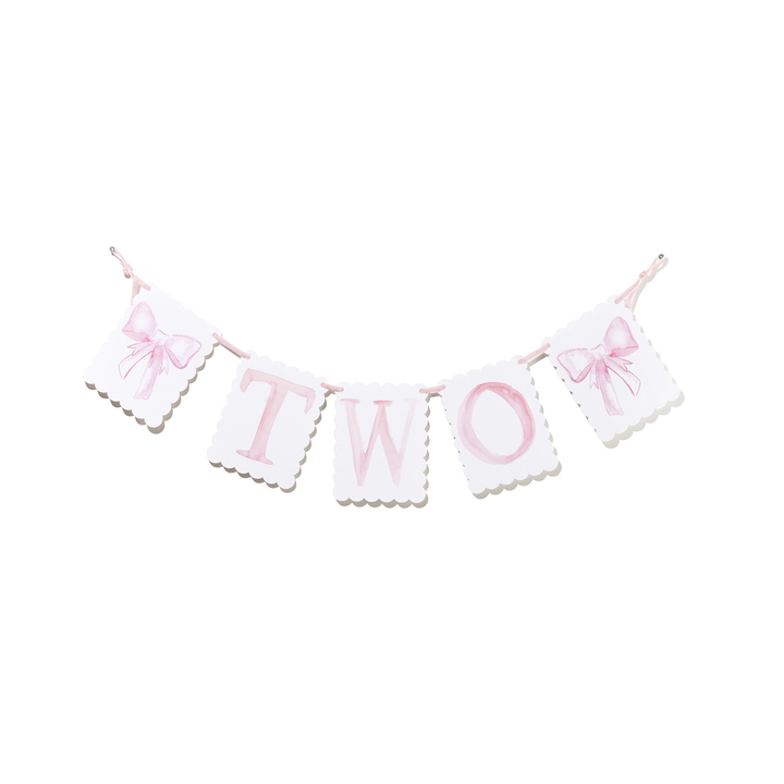 PINK "TWO" BIRTHDAY BANNER BY OVER THE MOON Over The Moon Bonjour Fete - Party Supplies