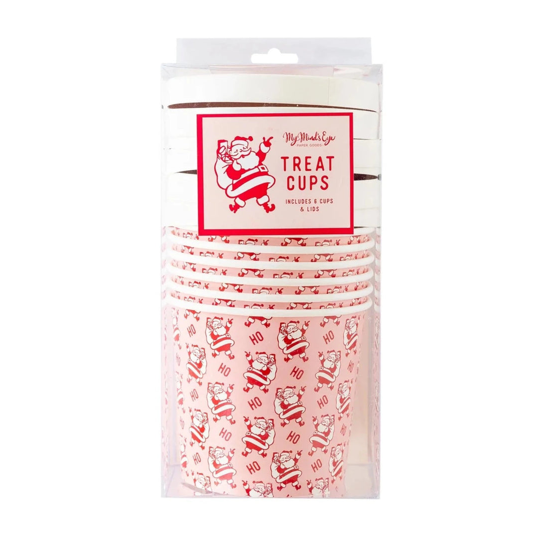 RETRO SANTA TAKE OUT TREAT CUPS My Mind’s Eye Christmas Holiday Party Supplies Bonjour Fete - Party Supplies