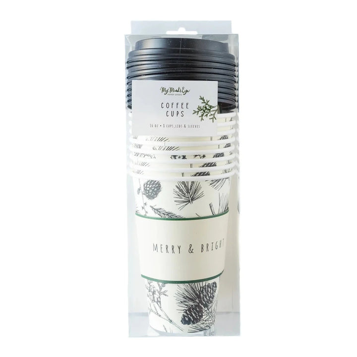 CHRISTMAS PINE COFFEE CUPS My Mind's Eye Bonjour Fete - Party Supplies