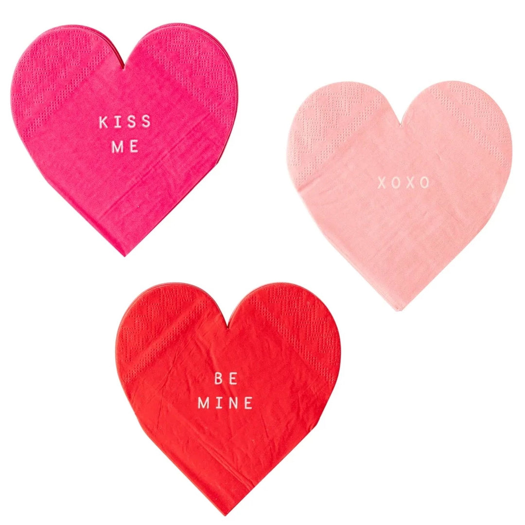 PLTS354F - Shaped Heart Paper Napkin Set My Mind’s Eye 0 Faire Bonjour Fete - Party Supplies