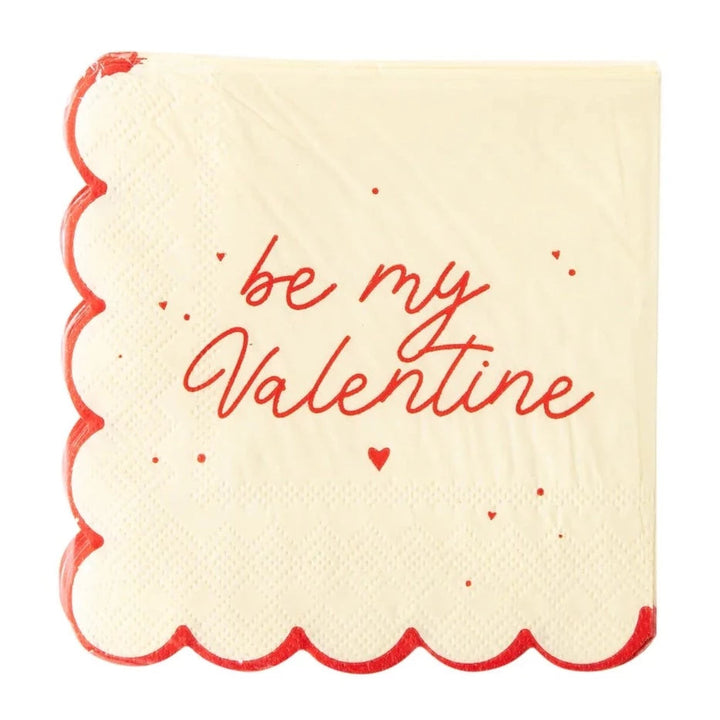 BE MY VALENTINE SCALLOP COCKTAIL NAPKINS My Mind’s Eye Valentine's Day Tableware Bonjour Fete - Party Supplies