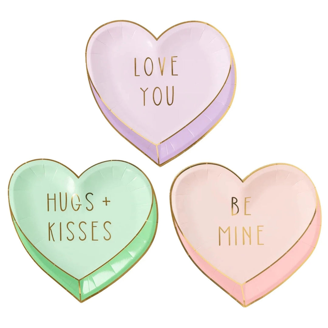 PLTS356C - Candy Hearts Shaped Plate My Mind’s Eye 0 Faire Bonjour Fete - Party Supplies