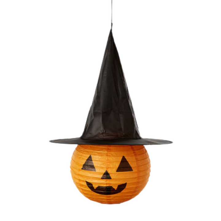 PUMPKIN LANTERN WITH WITCH HAT One Hundred 80 Degrees Halloween Home Bonjour Fete - Party Supplies