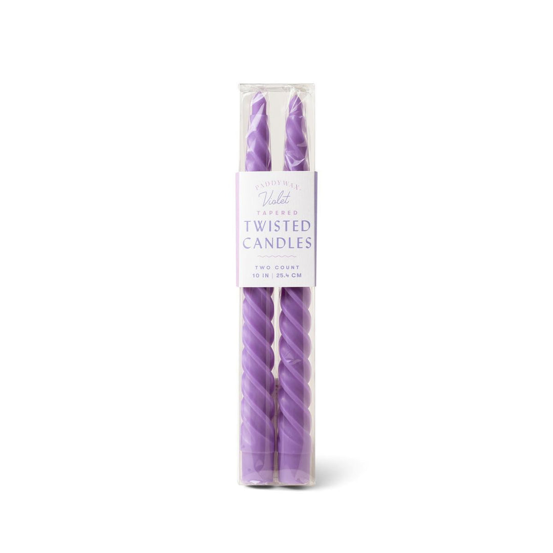 VIOLET TWISTED BOXED TAPER CANDLES Paddywax Home Candles Bonjour Fete - Party Supplies