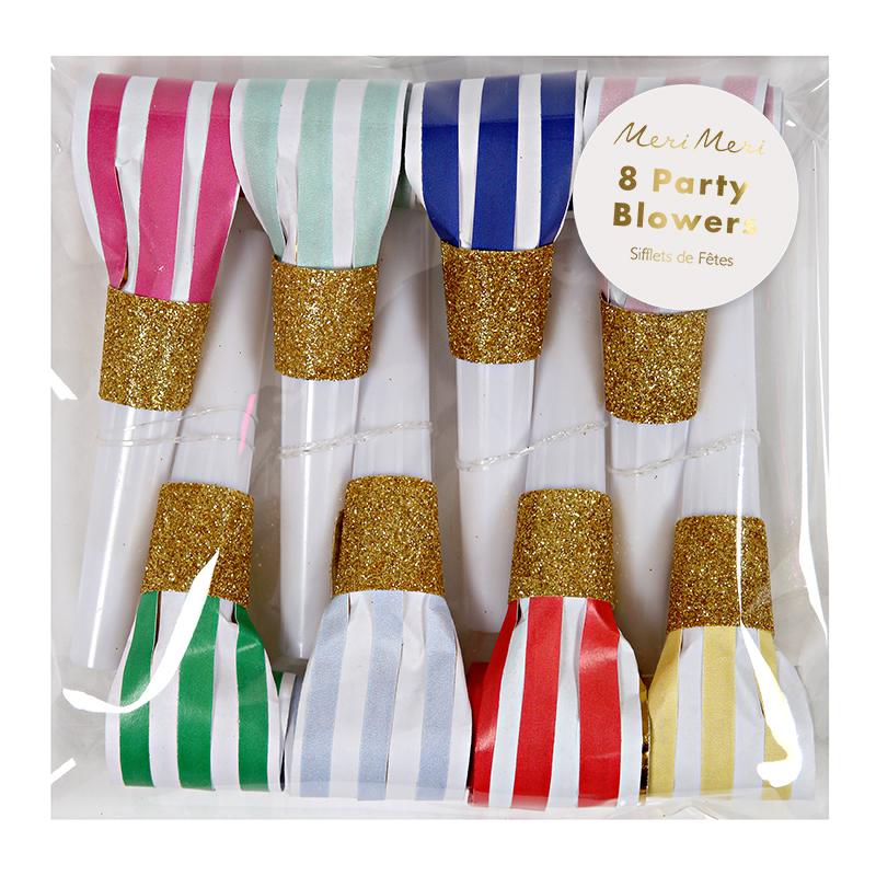 COLORFUL STRIPED PARTY BLOWERS Meri Meri Party Blowers Bonjour Fete - Party Supplies