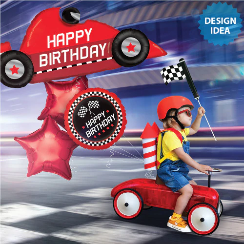 RACE CAR BIRTHDAY BALLOON LA Balloons Bonjour Fete - Party Supplies