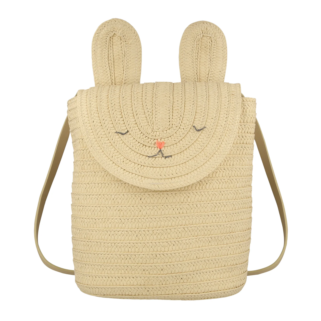 RAFFIA BUNNY BACKPACK Meri Meri Lunch & Backpack Bonjour Fete - Party Supplies