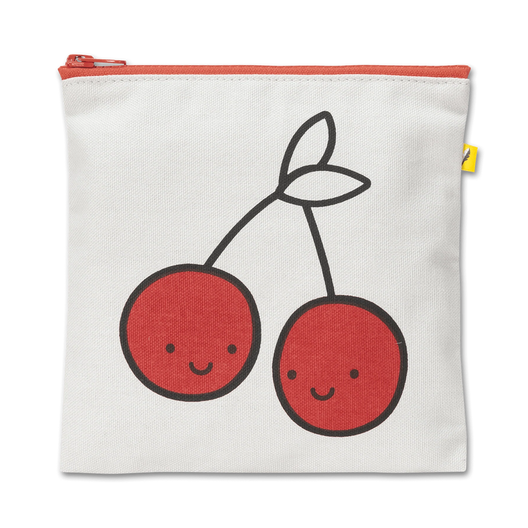 RED CHERRIES ZIP SNACK SACK Fluf Lunch Box Bonjour Fete - Party Supplies