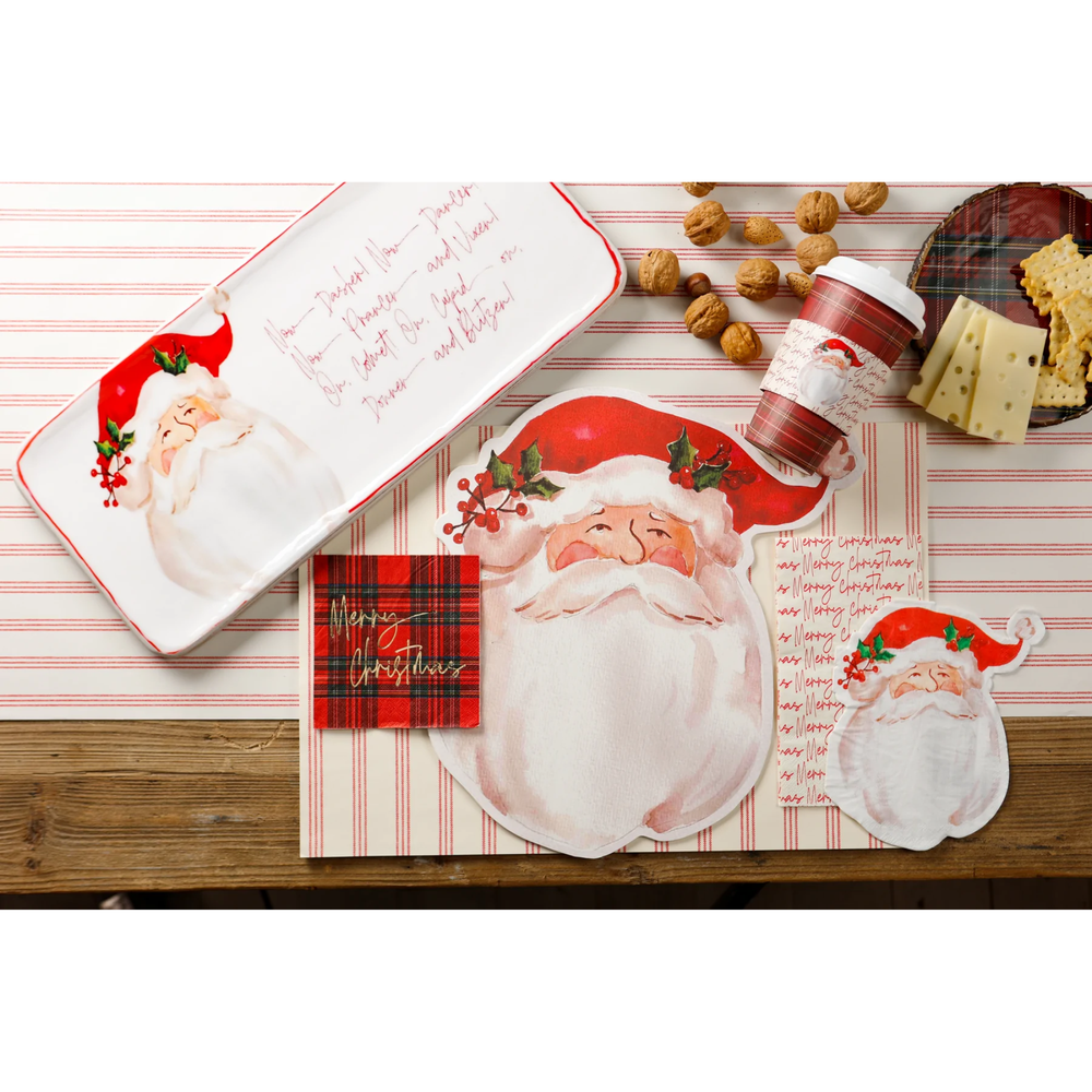RED STRIPES ON CREAM PLACEMAT DTHY! Christmas Holiday Party Supplies Bonjour Fete - Party Supplies