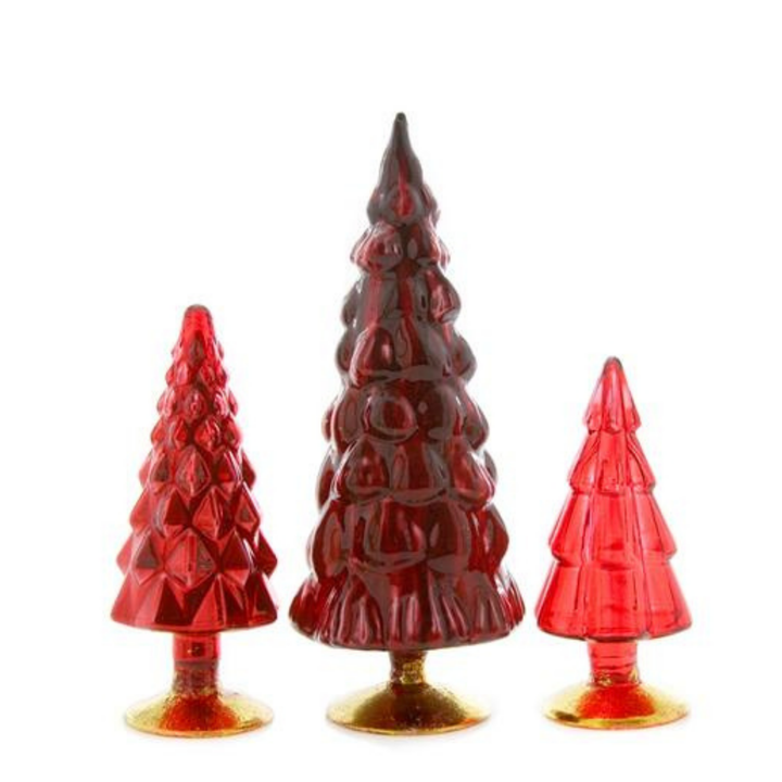 RED GLASS HUE MINI CHRISTMAS TREES Cody Foster Co. Decorative Trees Bonjour Fete - Party Supplies