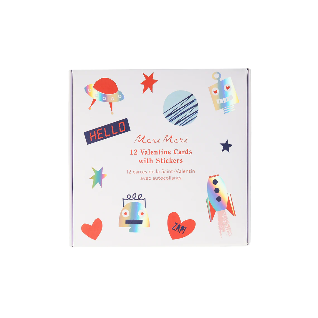 ROBOT CONCERTINA VALENTINE CARDS & STICKERS Meri Meri Valentine’s Day Card Bonjour Fete - Party Supplies