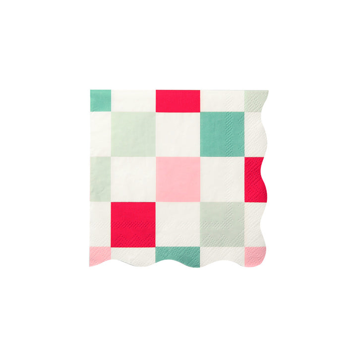 RED, PINK, & GREEN CHECKER NAPKINS Meri Meri Christmas Holiday Party Supplies Small Bonjour Fete - Party Supplies