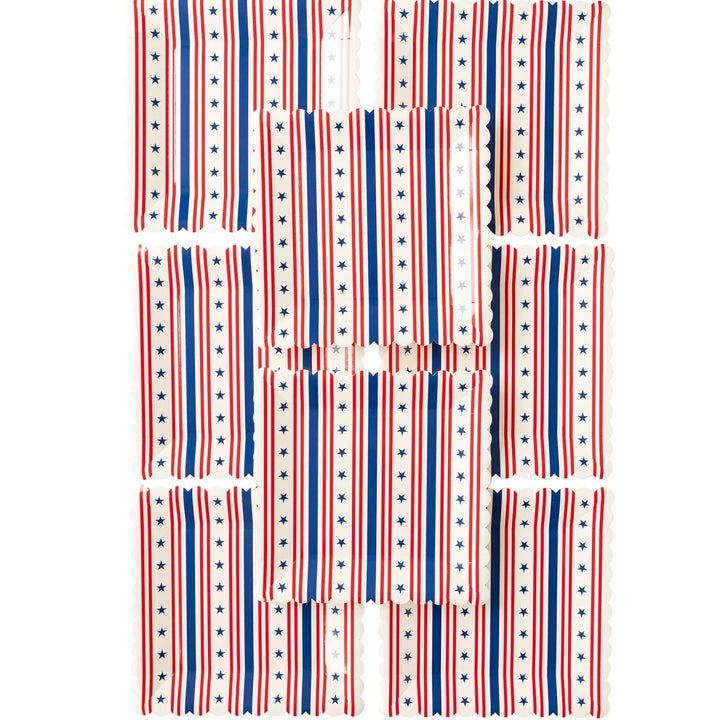 RED STRIPE & BLUE STAR PLATES My Mind’s Eye 0 Faire Bonjour Fete - Party Supplies