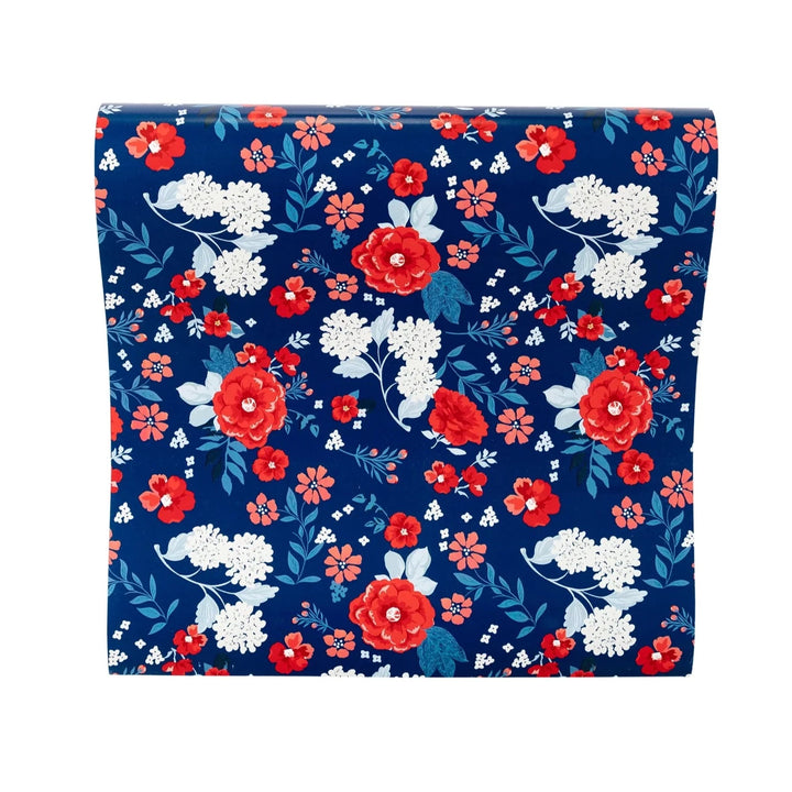 RED, WHITE & BLUE FLORAL TABLE RUNNER My Mind’s Eye 0 Faire Bonjour Fete - Party Supplies