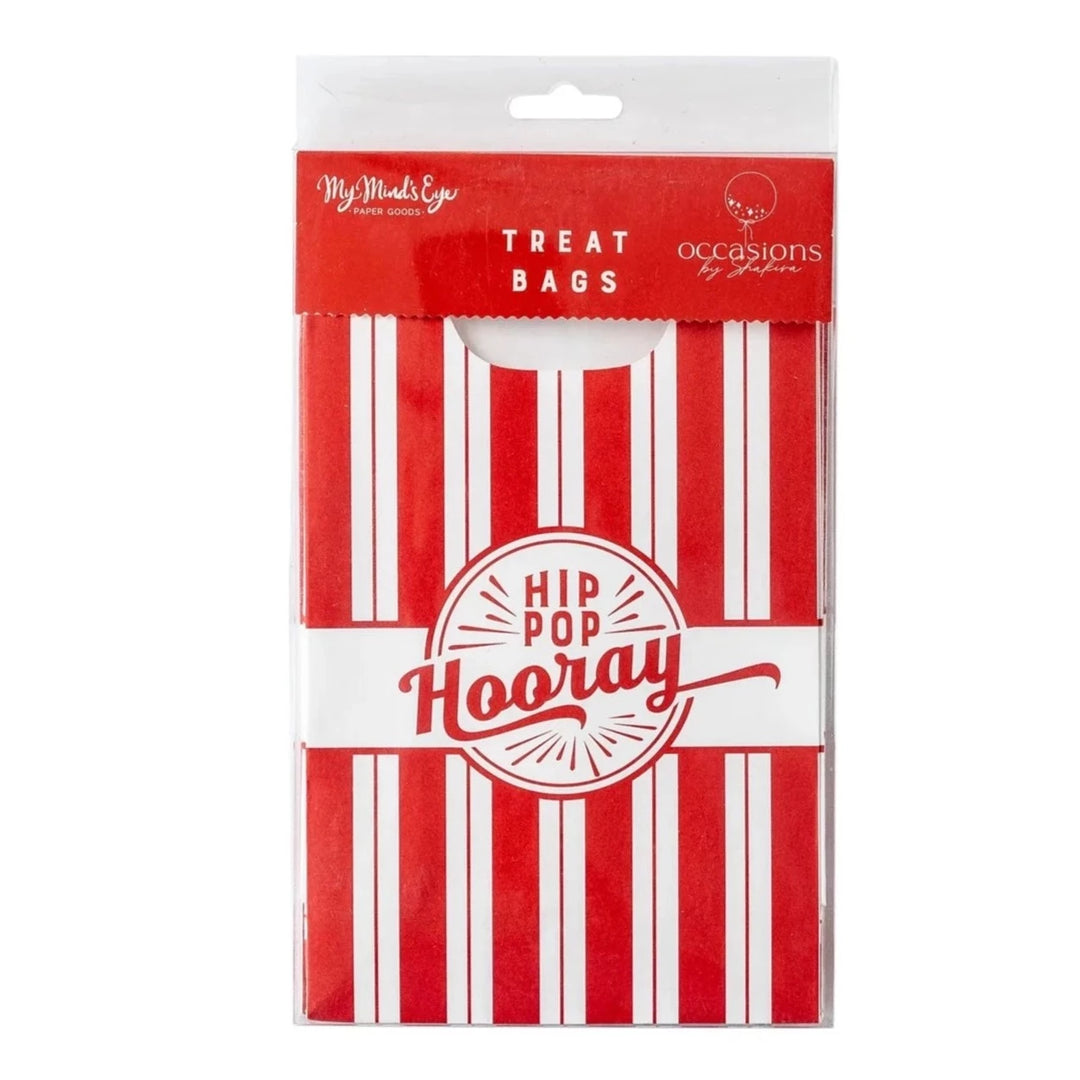 RED & WHITE STRIPED POPCORN BAGS My Mind’s Eye 0 Faire Bonjour Fete - Party Supplies