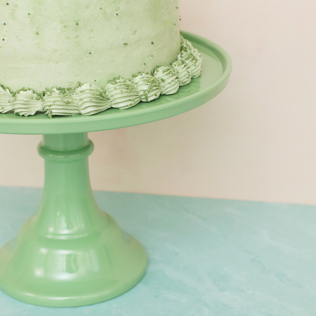 SAGE GREEN MELAMINE CAKE STAND Joyeux Cake Stands Bonjour Fete - Party Supplies