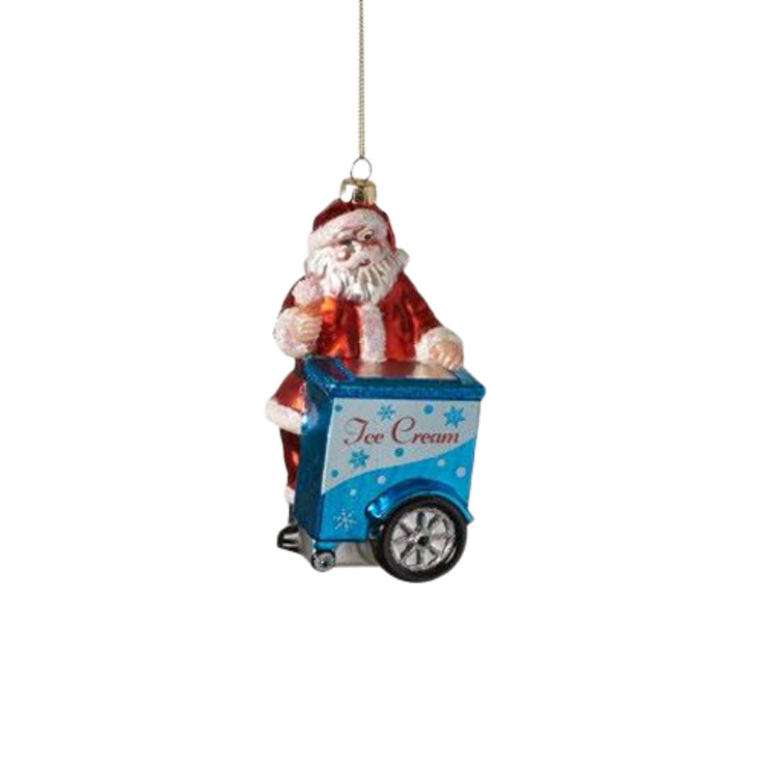 SANTA ICE CREAM CART ORNAMENT One Hundred 80 Degrees Christmas Ornament Bonjour Fete - Party Supplies