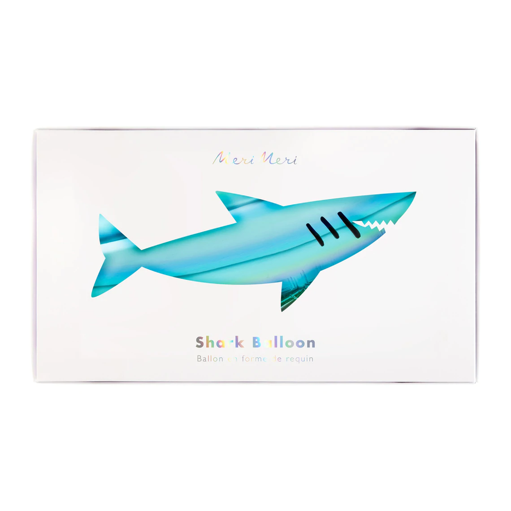 SHARK FOIL BALLOON BY MERI MERI Meri Meri Balloon FLAT PACKED (NO HELIUM) Bonjour Fete - Party Supplies