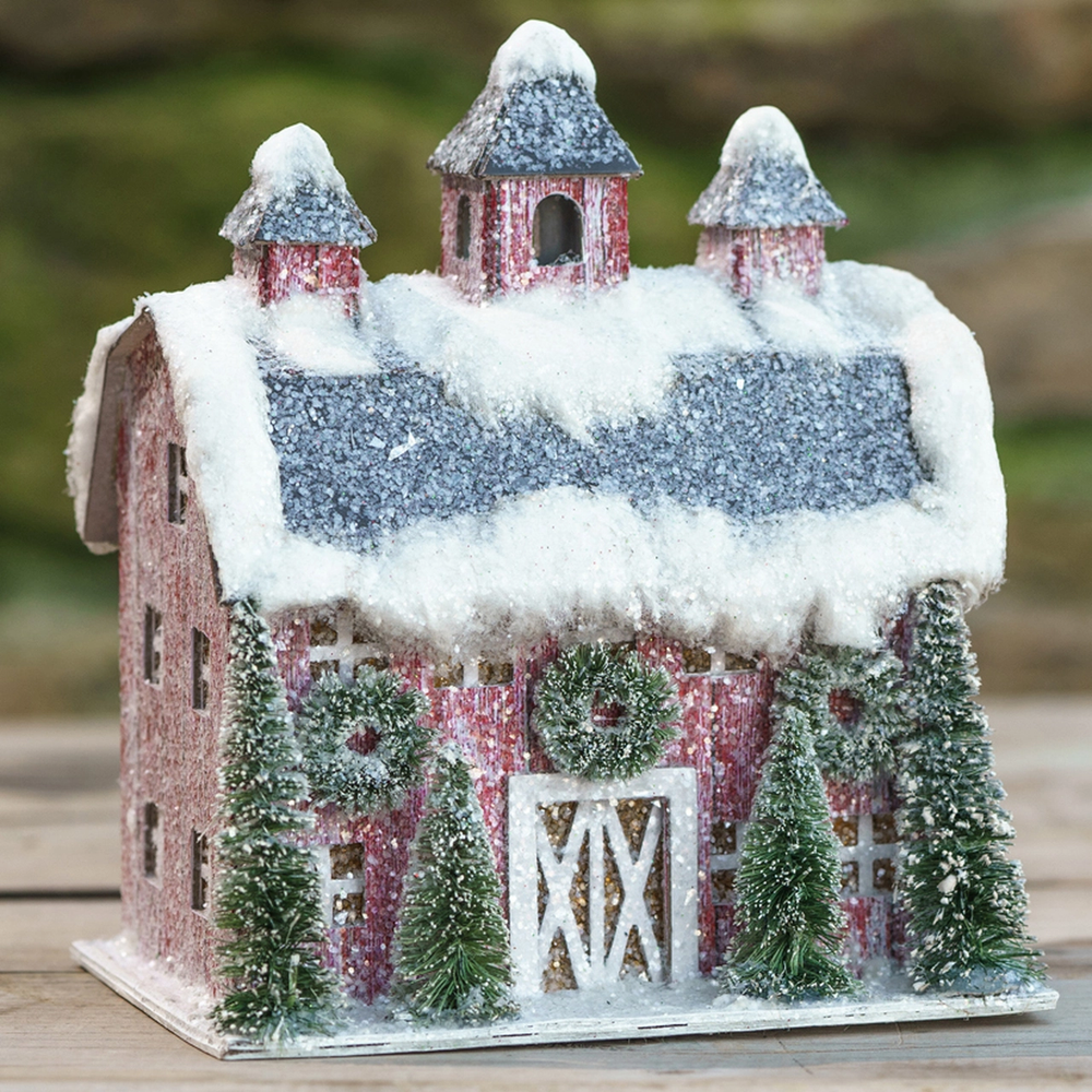 SMALL DUTCH RED HOLIDAY BARN Ragon House Christmas House Bonjour Fete - Party Supplies