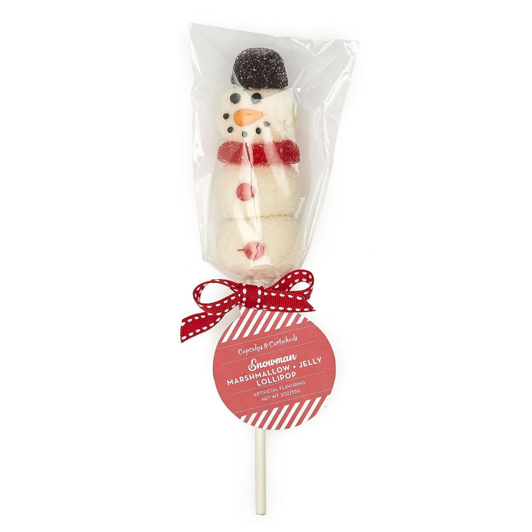 SNOWMAN MARSHMALLOW AND JELLY CANDY LOLLIPOP Two's Company Christmas Candy Bonjour Fete - Party Supplies