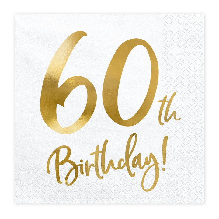 60TH BIRTHDAY COCKTAIL NAPKINS Party Deco Balloon Bonjour Fete - Party Supplies