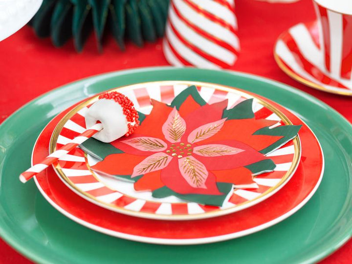 NAPKINS RED STAR OF BETHLEHEM - MIX Party Deco Napkins Bonjour Fete - Party Supplies