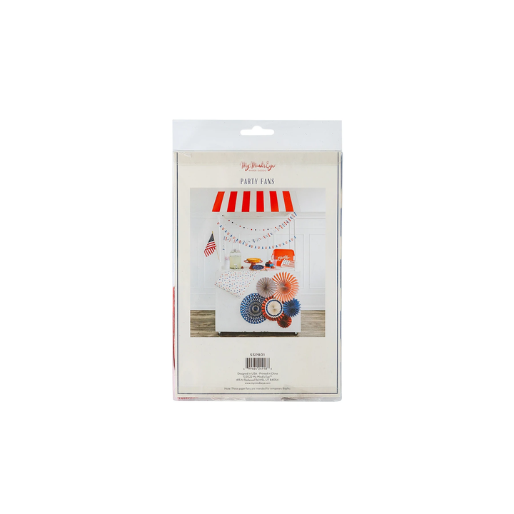 STARS AND STRIPES PARTY FANS My Mind’s Eye Bonjour Fete - Party Supplies