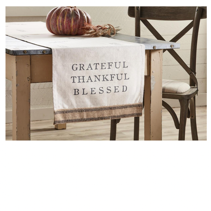THANKFUL TABLE RUNNER Mud Pie Thanksgiving Tableware Bonjour Fete - Party Supplies