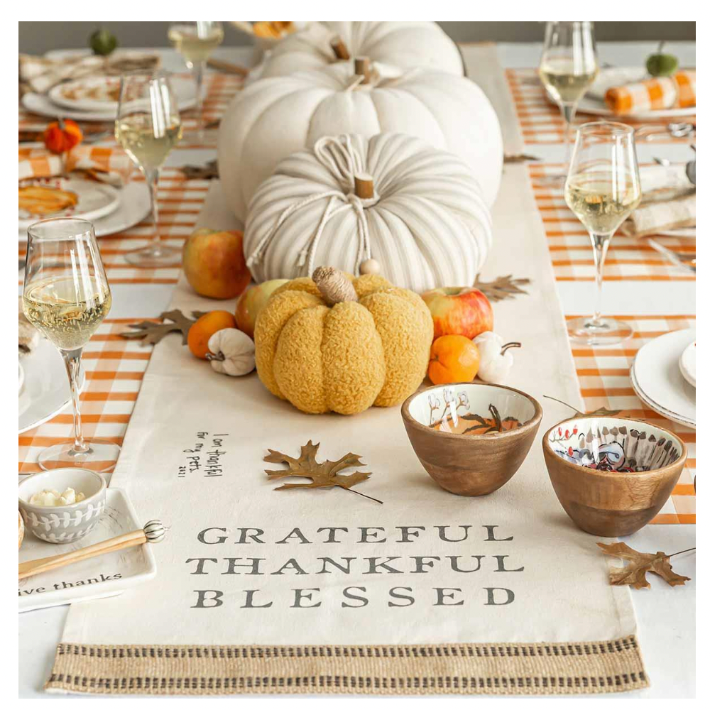 THANKFUL TABLE RUNNER Mud Pie Thanksgiving Tableware Bonjour Fete - Party Supplies