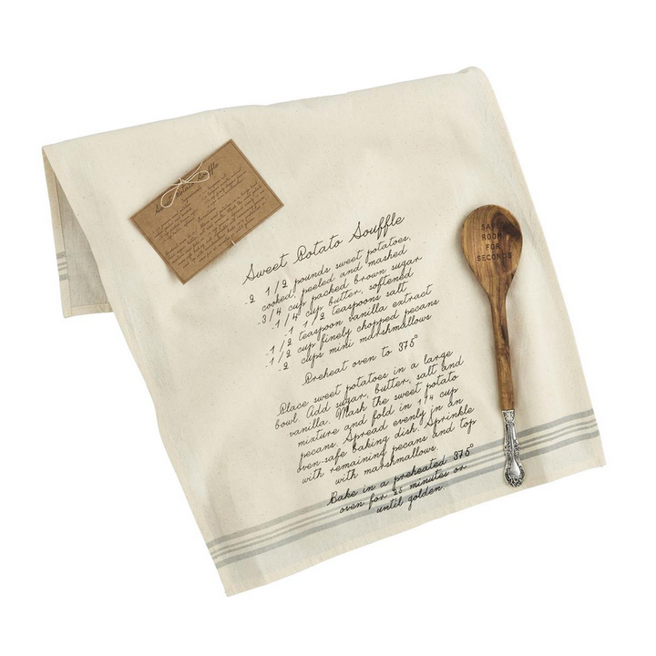 SWEET POTATO RECIPE SPOON AND HAND TOWEL SET Mud Pie Thanksgiving Tableware Bonjour Fete - Party Supplies