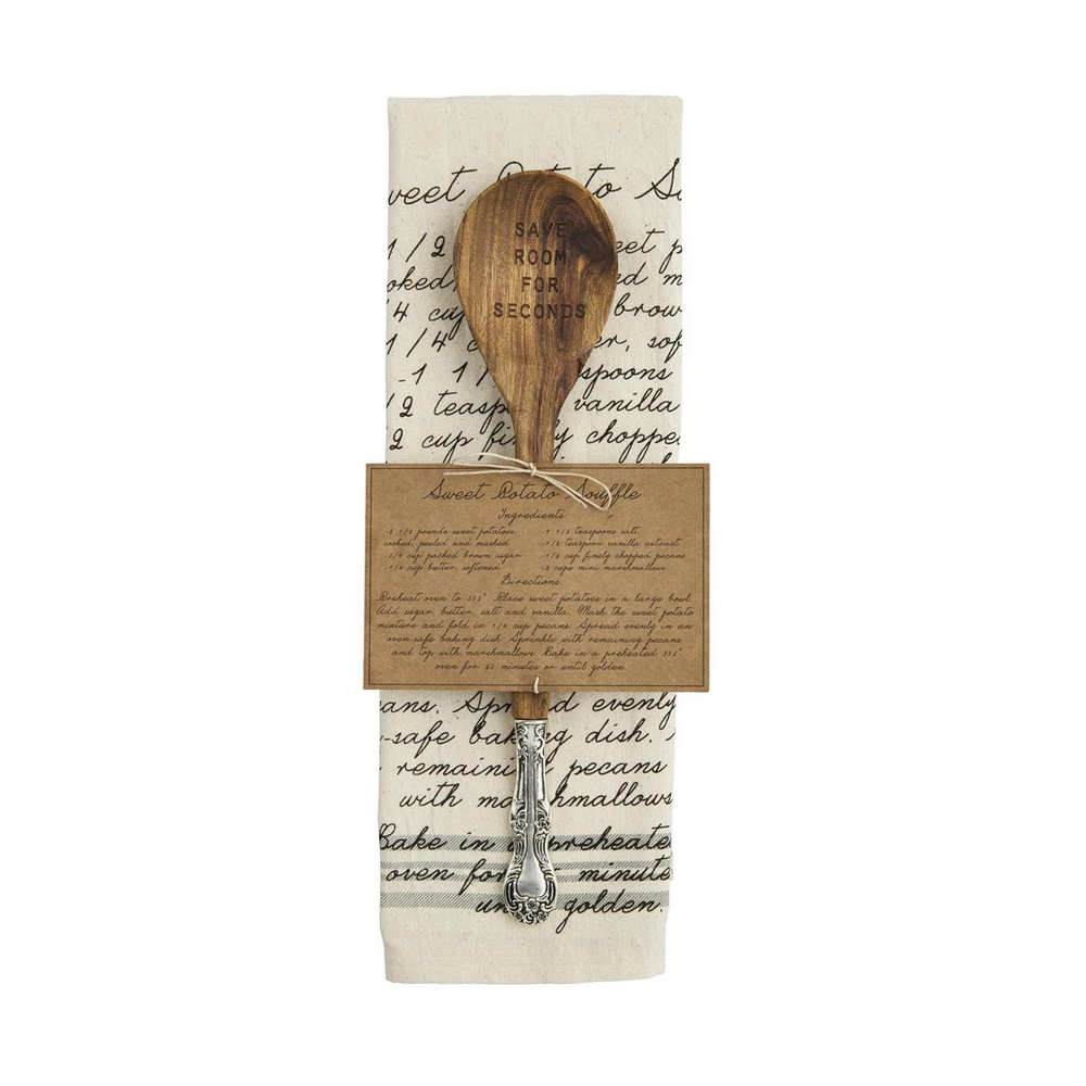 SWEET POTATO RECIPE SPOON AND HAND TOWEL SET Mud Pie Thanksgiving Tableware Bonjour Fete - Party Supplies