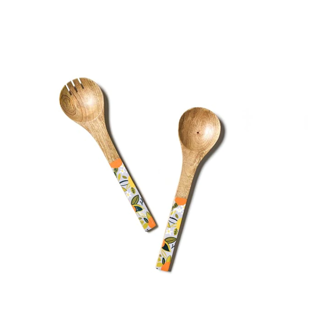 CITRUS MANGO WOOD SALAD SERVER SET Coton Colors Bonjour Fete - Party Supplies