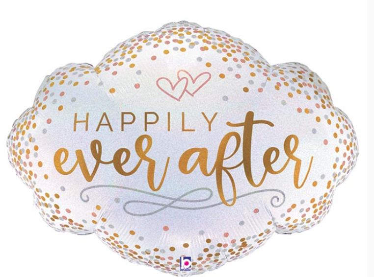 HAPPILY EVER AFTER BALLOON Betallic Balloons Bonjour Fete - Party Supplies