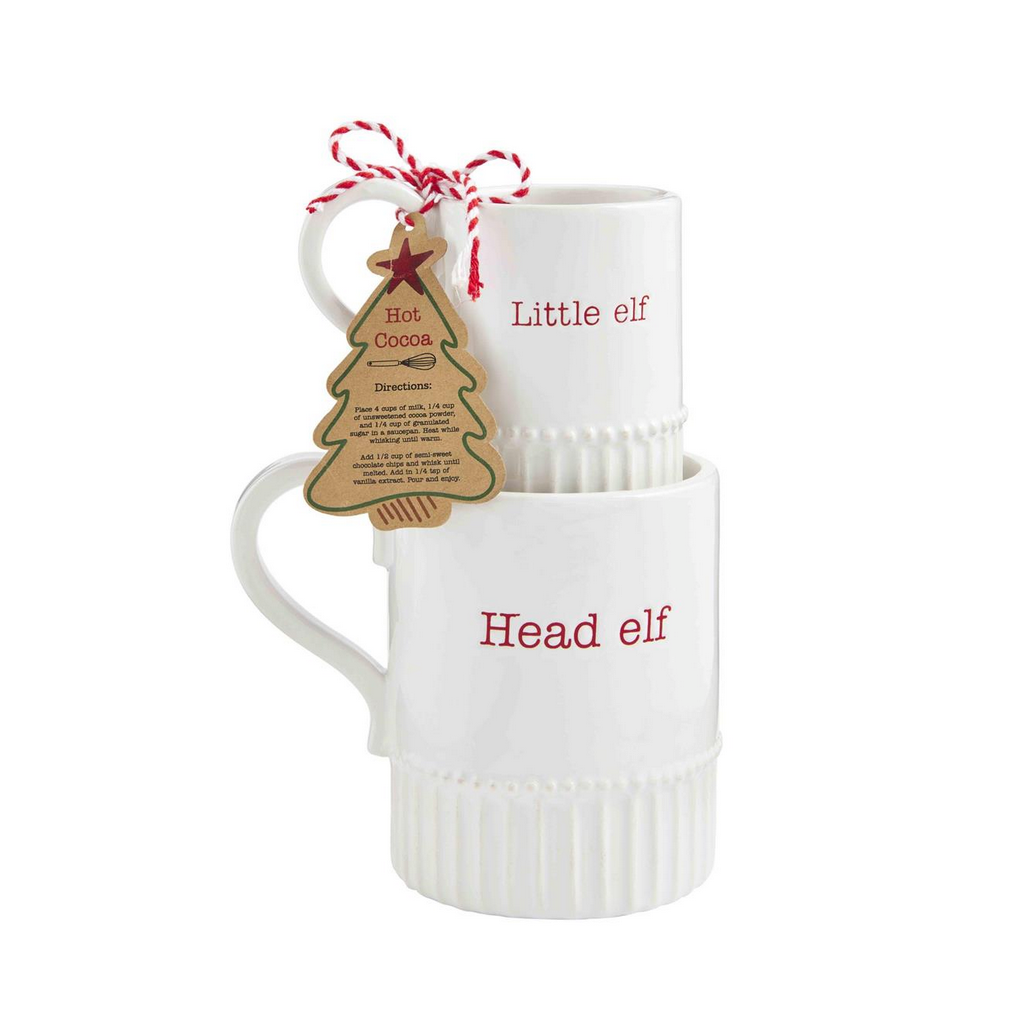 CHRISTMAS BIG AND LITTLE MUG SET Mud Pie Bonjour Fete - Party Supplies